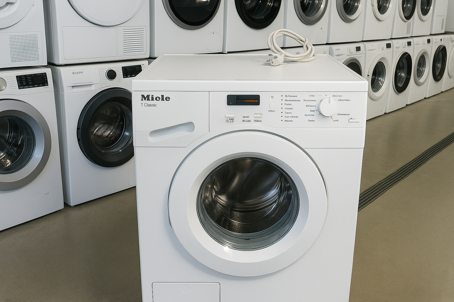 Сушилня Miele внос от Германия, изложена в магазин за електроуреди във Велико Търново