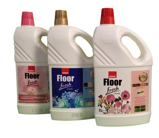 Почистващи препарати Sano Floor Fresh за под – различни аромати, предлагани от Електро Мания Велико Търново